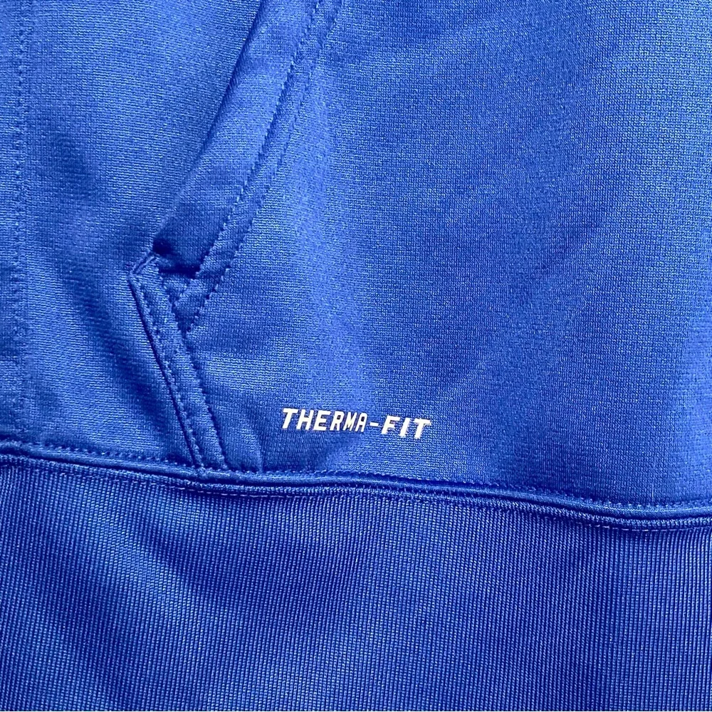 Nike Camo Graphic SpellOut Therma-Fit Blue Pullover Hoodie Athletic Sweatshirt S